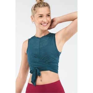 Fabletics Teal Ryan Tie Up Crop Top